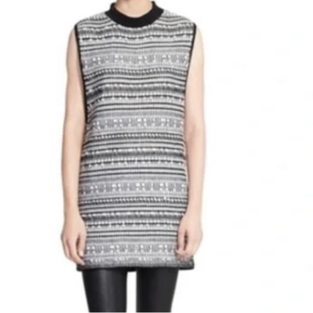 Helmut Lang black white vest sweater Mini dress sleeveless crew neck size small